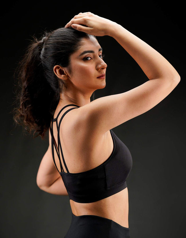 Zip Sports Bra - Black