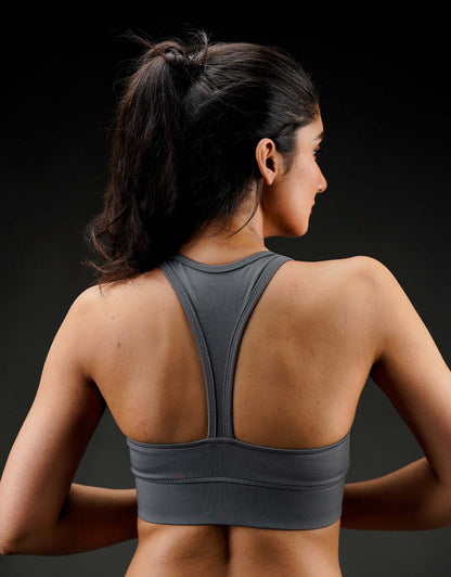Zip Sports Bra - Grey